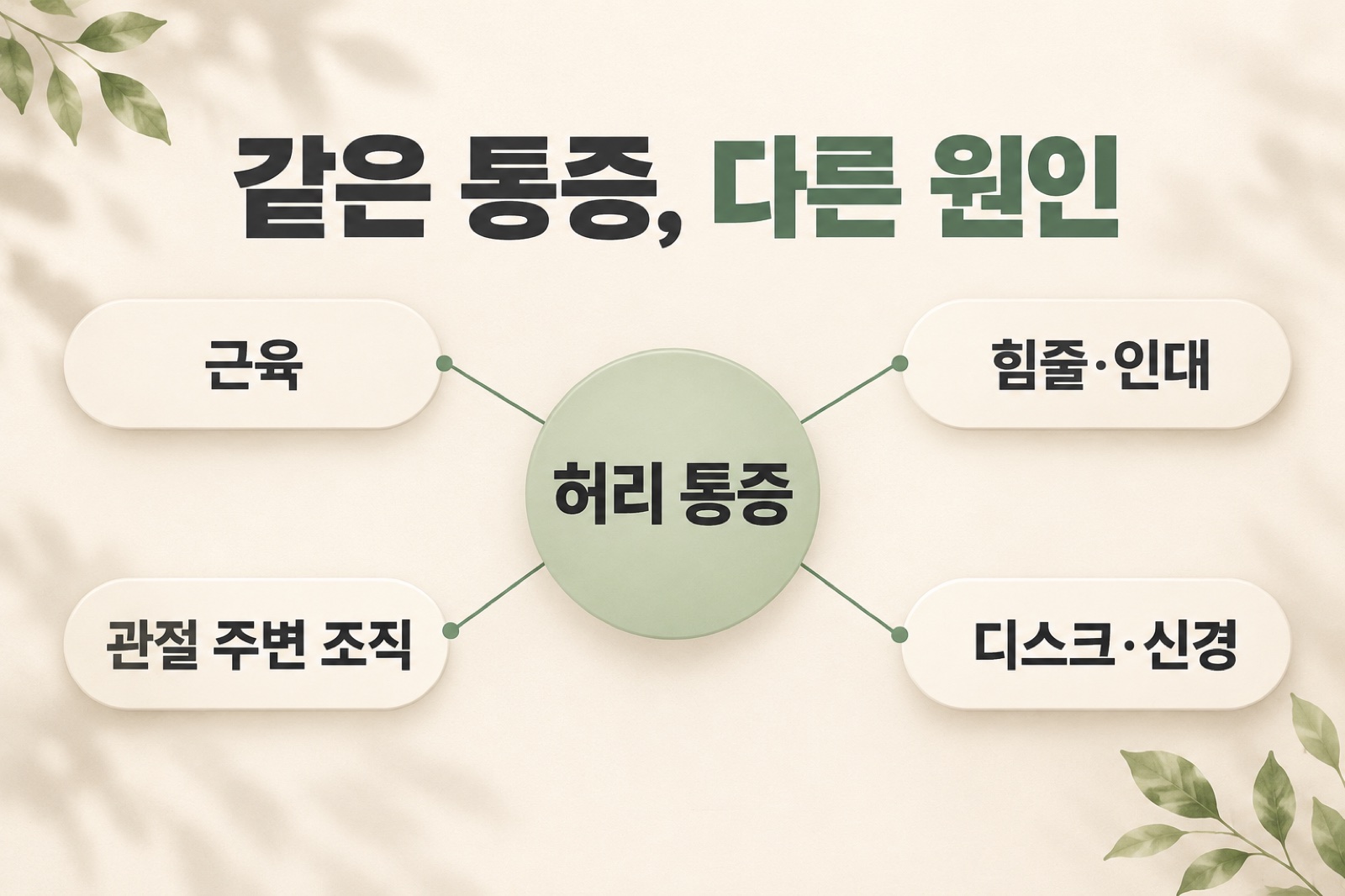 같은 통증이라도 원인은 다를 수 있습니다