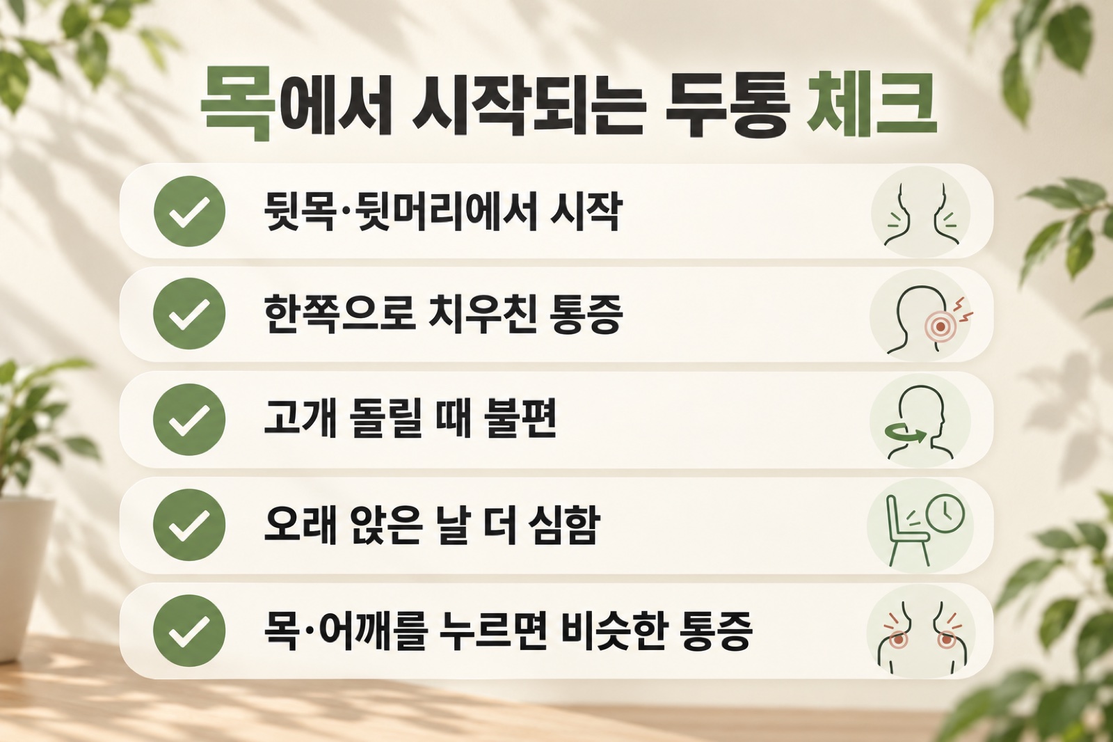목에서 시작되는 두통 체크
